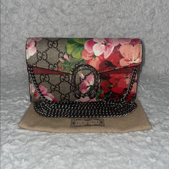 Gucci Handbags - Gucci Dionysus GG Supreme Floral Pink Blooms Super Mini Chain Crossbody Bag